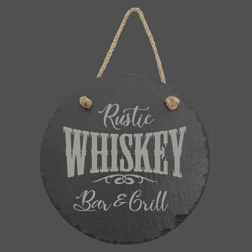 7 3/4" Round Slate Decor with Hanger String Thumbnail